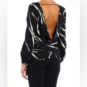 Diane Von Furstenberg Open Back Silk Tie Top Sz S